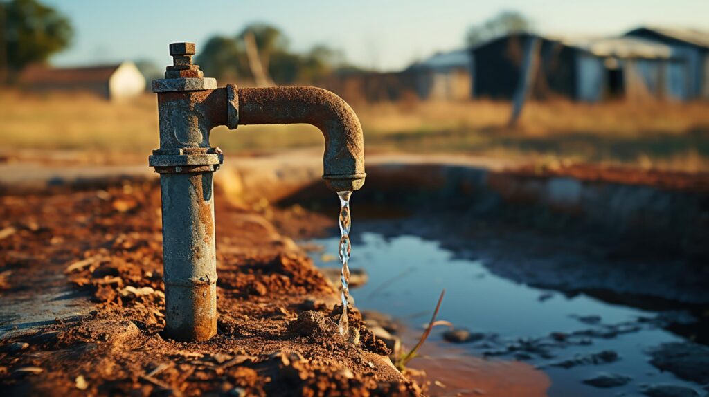 eau près d'un site de nivellement de terrain